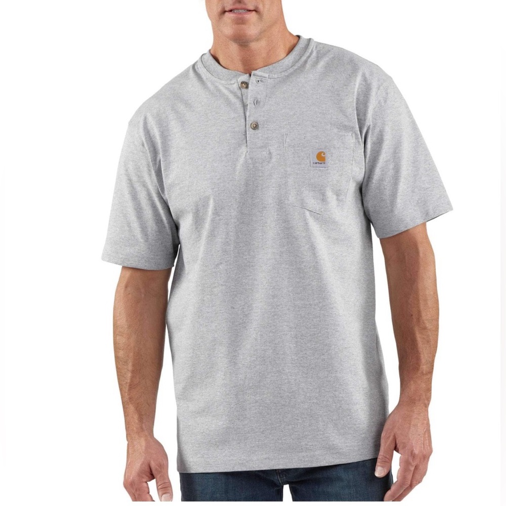 Carhartt Men's Short Sleeve Gray Henley Tee